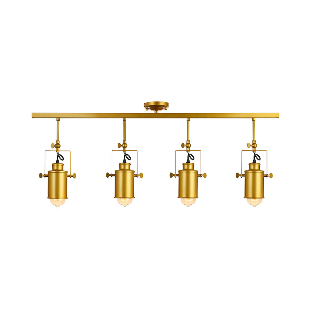 Vintage Style Bronze/Gold Finish Semi Flush Mount Ceiling Light With Cylindrical Shade Ideal For
