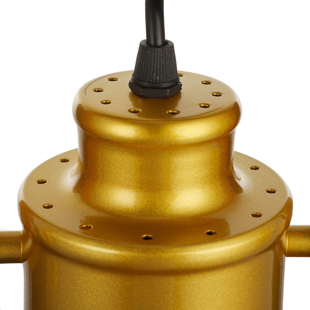 Vintage Style Bronze/Gold Finish Semi Flush Mount Ceiling Light With Cylindrical Shade Ideal For