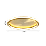 Modern Led Circle Flush Mount Ceiling Light In Gold - 16/19.5 Wide For Bedroom