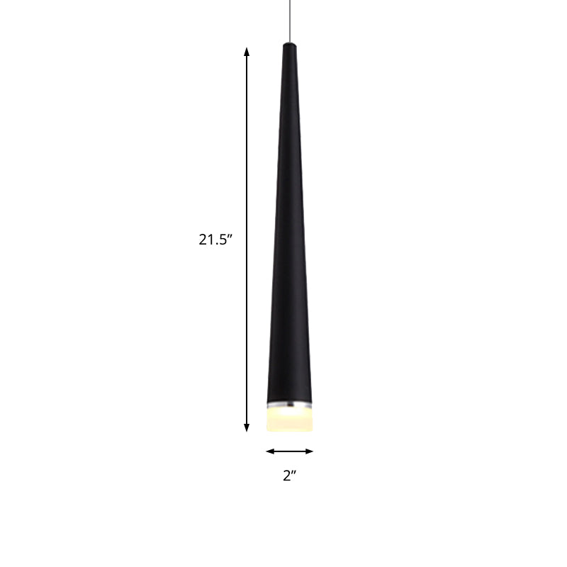 Minimalist Led Tapered Ceiling Light In White/Black With 3 Color Options