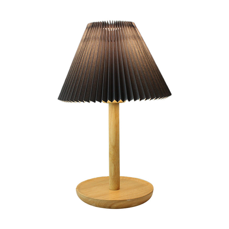 Foldable Kids Study Table Lamp With Wood Base In Grey/White/Dark Gray - Light Fabric 1-Bulb Ideal