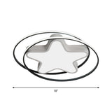 Modern Acrylic Star Flush Ceiling Light Led Mount Fixture In Warm/White - White Ring