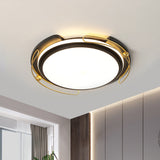 Modern Black Led Flush Mount Ceiling Light With Acrylic Shade - 16/19.5 Wide / 16