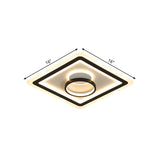 Sleek Black Square Flush Led Ceiling Light Fixture Ideal For Dining Room 16/19.5 Wide
