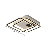 Contemporary Dual Square Led Ceiling Mount Light 18’/23’ Wide Black Finish Warm/White