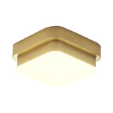 Simplicity Metallic Led Flushmount Ceiling Light In Gold - Triangle/Round/Square Design For