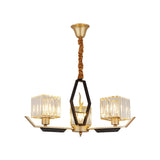Gold Chandelier Ceiling Light With Crystal Prisms - Available In 3 6 Or 8 Heads