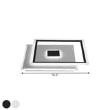 Nordic Square Ceiling Lamp In Black/White Clear Glass Led Bedroom Light Fixture 16.5/20.5 Width