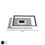 Nordic Square Ceiling Lamp In Black/White Clear Glass Led Bedroom Light Fixture 16.5’/20.5’