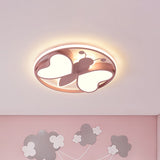 Modern Led Flush Mount Ceiling Light Fixture With Pink/Blue/Gold Bee Figure Design