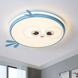 Modern Led Flush Ceiling Light For Kids Room With Colorful Chick Face Design