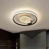Modern Black Led Ceiling Light With Circle Figure & Bulb Design - Flush Mount Fixture