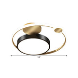 Black Round Flush Lamp - Nordic Style Led Ceiling Lighting For Bedroom In Warm/White/3 Color Light