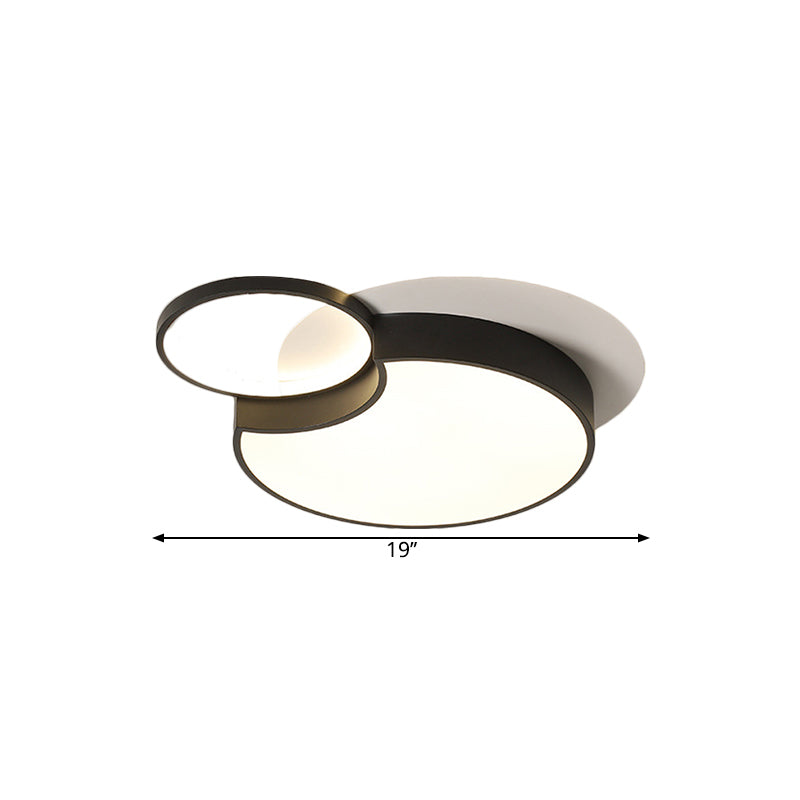 Nordic 2 - Round Flush Lamp Led Ceiling Fixture In Black With Warm/White Light 19’/23.5’ Width