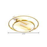 Metal Dual Ring Ceiling Light - Simplicity 18/21.5 Wide Led Gold Flush Mount Lamp In Warm/White