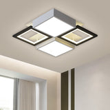 Modern Black Integrated Led Ceiling Lamp - 18/23.5 Wide Square Flush Mount Fixture In Warm/White
