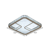 Modern Led Parlor Flushmount Ceiling Fixture With Square Crystal Shade - Chrome Finish In Warm/White