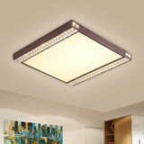 Contemporary Led Flushmount Light With Crystal Bead Deco Gold/Coffee Square Metal Ceiling Mount