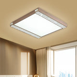 Contemporary Led Flushmount Light With Crystal Bead Deco Gold/Coffee Square Metal Ceiling Mount