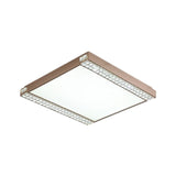 Contemporary Led Flushmount Light With Crystal Bead Deco Gold/Coffee Square Metal Ceiling Mount