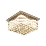 Square Led Close To Ceiling Lamp - Simplicity Crystal Rod And Ball Chrome Warm/White Light