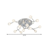Minimalist Crystal Globe Semi Flush Ceiling Lamp In Chrome - 12/16/20-Bulb Close To Light For