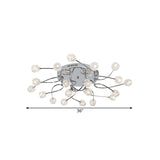 Minimalist Crystal Globe Semi Flush Ceiling Lamp In Chrome - 12/16/20-Bulb Close To Light For