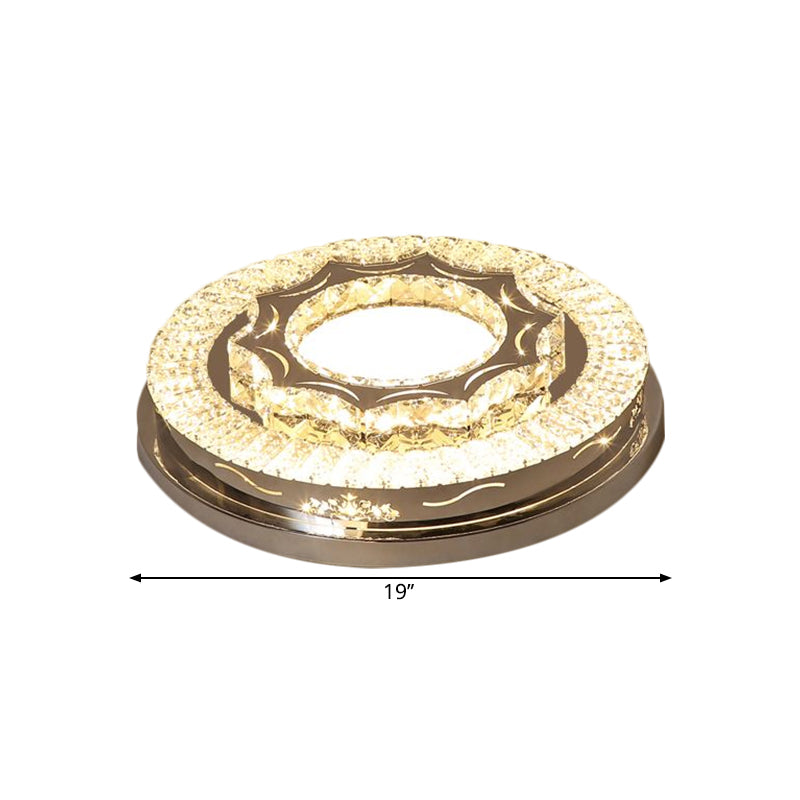 Modern Crystal Led Flushmount Ceiling Lamp In Warm/White Light