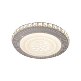 Modern White Led Flush Mount Ceiling Light With Warm/White Illumination & Metallic Round Shade