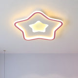 Kids Cartoon Star Led Ceiling Light In Pink/Blue - Flush Mount Design