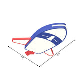 Cartoon Plane Led Blue Flush Mount Light Fixture For Boys Bedroom