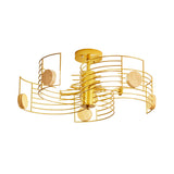 Spiral Kids Led Semi Flush Mount Ceiling Light With Metallic Pink/Gold Finish And White Glass Shade