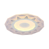 Wide Led Bedroom Flushmount With Polygon Acrylic Shade In White - 16.5/20.5/24.5 Sizes Warm/White