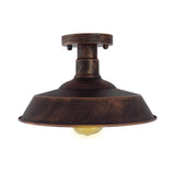Barn Shade Semi-Flush Mount Ceiling Light In Aged Silver/Weathered Copper For Farmhouse Decor