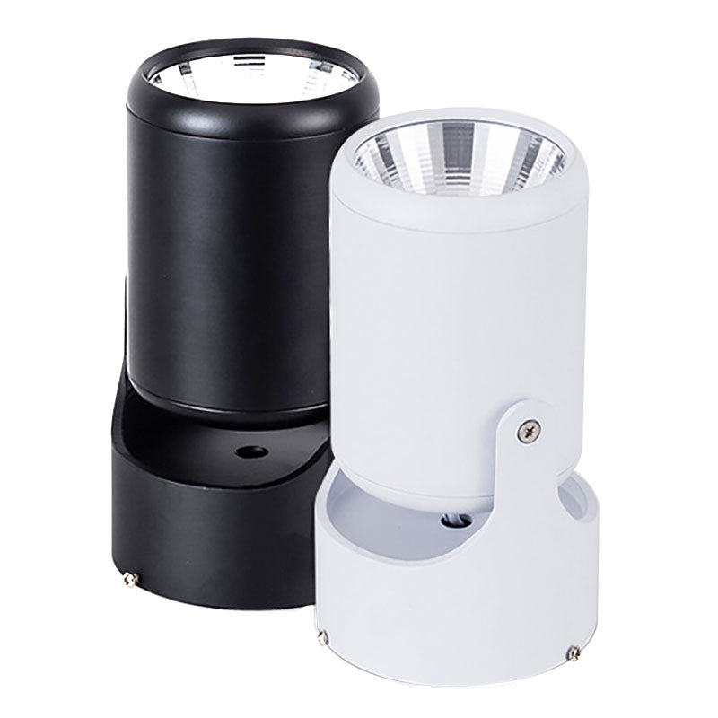 Stylish Mini Semi Flush Led Ceiling Light With Rotatable Metal Cylinder Shade In Black/White For