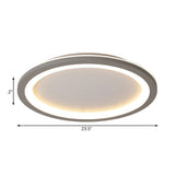 Minimalist Metal Led Grey Flush Mount Light With Acrylic Diffuser In White/Warm 10/14.5/19 Wide