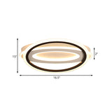 Contemporary Led White Ceiling Lamp - Elliptical Metal Flush Light White/Warm 16.5’/19.5’/23.5’ Wide