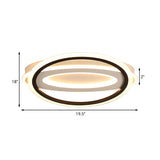 Contemporary Led White Ceiling Lamp - Elliptical Metal Flush Light White/Warm 16.5/19.5/23.5 Wide