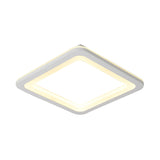 Simple Metal Led White Ceiling Light Fixture In Square Flush Design 10/14.5/19 Wide With White/Warm