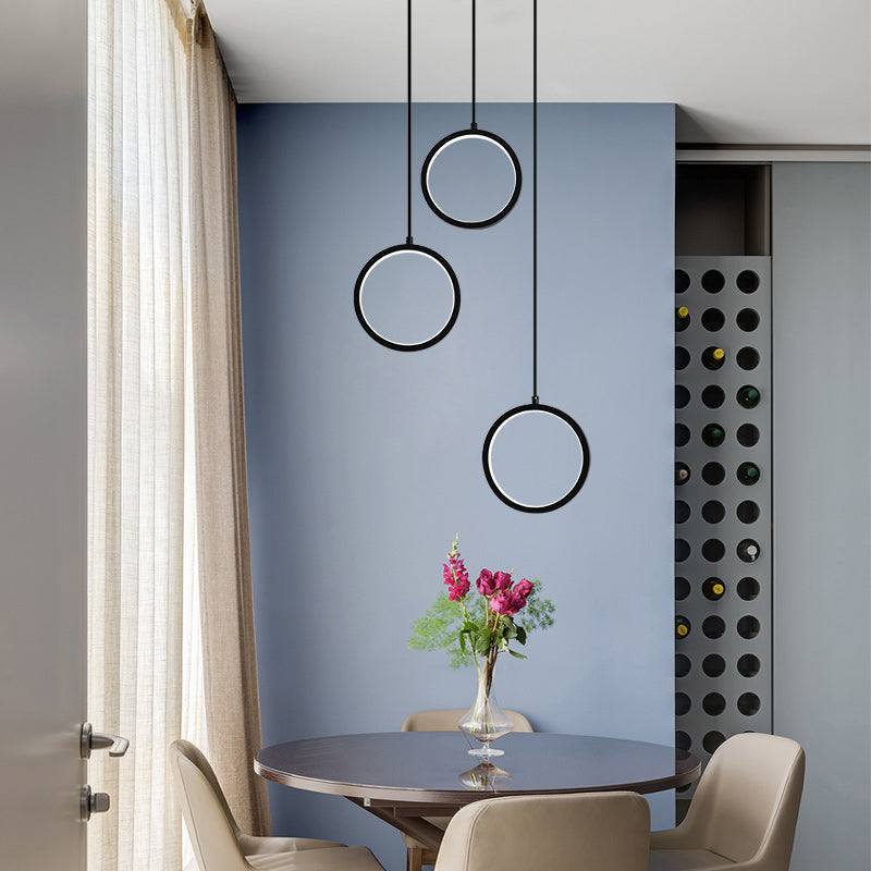Modern Acrylic Cluster Pendant With 3 Lights Warm/White Lighting And Round/Linear Canopy -