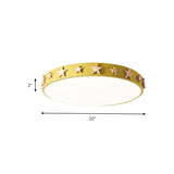 Contemporary Drum Flush Mount Light With Star Decoration - Ideal For Kids Bedroom