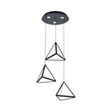 Modern 3-Light Dining Room Pendant - Black Pyramid Acrylic Shades With Warm/White Illumination