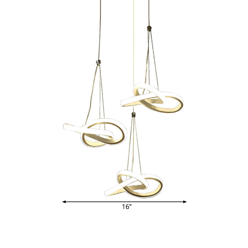 Led Acrylic Twisting Island Pendant Ceiling Light With 3/4-Head Warm/White