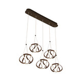 Modern Waving Brown Pendant Light: Acrylic Island Ceiling Lamp With Adjustable Cords