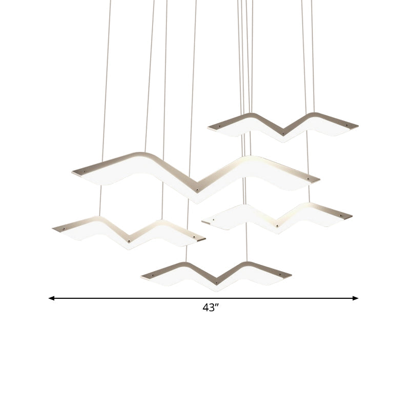 Seagull Multi Light Pendant: Sleek Acrylic Shade Led Hanging Lamp In White (2/3/4/5 Seater)