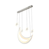 Modern Acrylic Led Ceiling Light - Moon And Stars Design 5/9 Lights Dining Room Pendant Warm/White