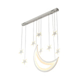 Modern Acrylic Led Ceiling Light - Moon And Stars Design 5/9 Lights Dining Room Pendant Warm/White