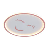 Acrylic Smiling Face Ceiling Light Fixture - Cartoon Led Flush Mount Lamp In Pink With Warm/White