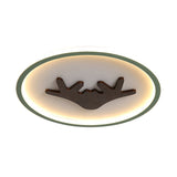 Modern Led Deer Flush Mount Acrylic Ceiling Light For Bedroom - Grey/White/Green