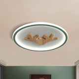 Modern Led Deer Flush Mount Acrylic Ceiling Light For Bedroom - Grey/White/Green